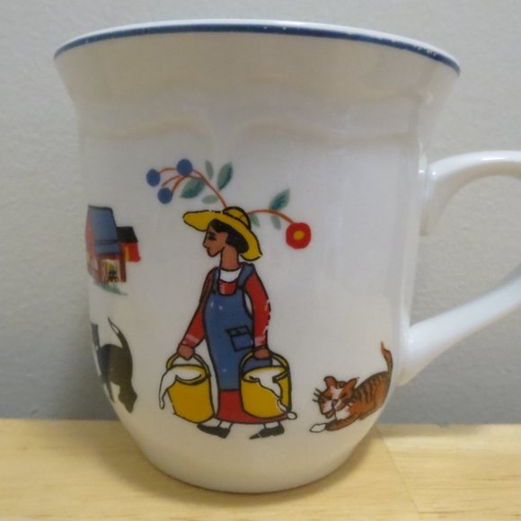 Oneida Genuwine Stoneware Coffee Tea Mugs X3 Farm Friends Theme - Picture 2 of 7